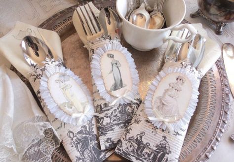 How to Host a 'Pride and Prejudice' Birthday Party Jane Austen | Birthday Party | The Daily Meal #Austenism Pride And Prejudice Birthday, Jane Austen Wedding, Regency Wedding, Jane Austen Novels, Jane Austin, Bridal Tea, Book Party, Silver Flatware, Throw A Party