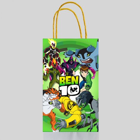 Ben+Ten+10+Favor+Loot+Paper+Bag+Template+Printable+Digital+Instant+Download+Monsters+Aliens Paper Bag Template, Ben 10 Party, Ben Ten, Bag Template, Ben 10, Fb Page, Paper Bags, Party Design, Aliens