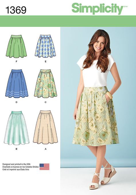 Simplicity 1369 Misses' Skirts in Three Legnths Homemade Fashion, Brand Patterns, Sewing Patterns Skirt, Dresses By Pattern, Skirt Tutorial, Clothing Diy, Patterns Sewing, Beginner Sewing, Skirt Patterns Sewing