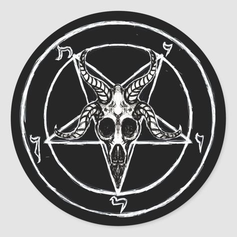 Sigil of Baphomet Classic Round Sticker Size: Small, 1½ inch. Gender: unisex. Age Group: adult. Sigil Of Baphomet, Round Bath Mats, Beach Shawl, Table Throw, Ash Tray, Triple Moon, Bath Mat Rug, Trinket Tray, Beach Blanket