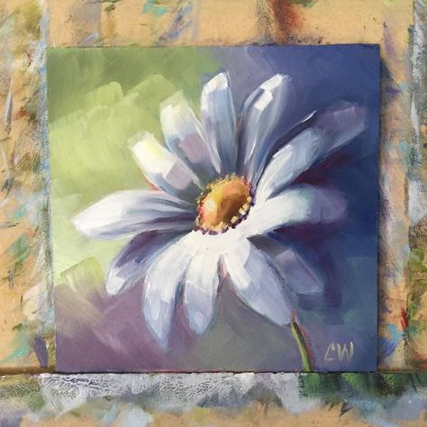 Daisy Art, Acrylic Painting Flowers, Daisy Painting, Canvas Painting Designs, Sunflower Painting, Flower Art Painting, Art Painting Acrylic, Painting Art Projects, Diy Canvas Art