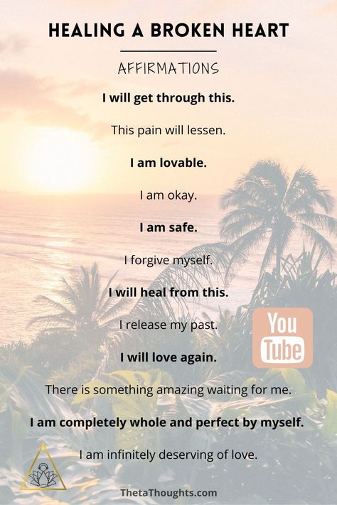 Positive Affirmations for healing after a breakup. These positive affirmations are designed to empower and heal yourself as you mend your broken heart and rebuild your self-confidence and self-esteem after a breakup. Use this sleep meditation during times of heartache; heal, recover and nourish yourself. Practice for 21 consecutive days to receive maximum benefits and results. Affirmations for healing. Affirmations for women. Self-care. self-love. Positive Breakup Quotes, Healing From A Breakup, Get Ex Back, Get Over Your Ex, Healing Affirmations, Affirmations For Women, Healing Heart, Daily Positive Affirmations, After Break Up