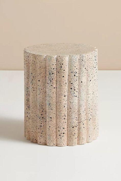 Channel Tufted Ceramic Stool | Anthropologie Unique End Tables, Ceramic Stool, Unique Coffee Table, Marble Side Tables, Outdoor Side Table, Outdoor Stools, Pretty Decor, Indoor Outdoor Pillows, Side And End Tables