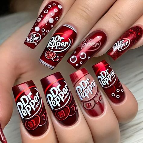 Dr Pepper Nails, Dr Pepper Stuff, Dr Pepper Wallpaper, Makayla Core, Dr Pepper Aesthetic, Brooklyn Nicole, Doctor Pepper, Dr Pepper Cake, Halloween Acrylic Nails