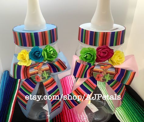 Baby Shower Mexicano, Mexican Theme Baby Shower, Baby Shower Clothes, Mexican Baby Shower, Baby Shower Table Centerpieces, Mexican Babies, Bottle Centerpieces, Mexican Party Theme, Summer Baby Shower