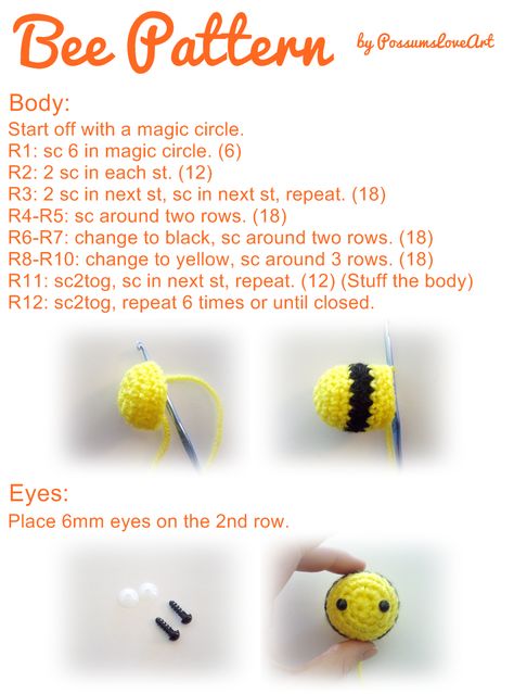 Bookmark Diy, Amigurumi Minta, Crochet Bookmark, Bee Pattern, Crochet Keychain Pattern, Crochet Bee, Pola Amigurumi, Crochet Animals Free Patterns, Crochet Design Pattern