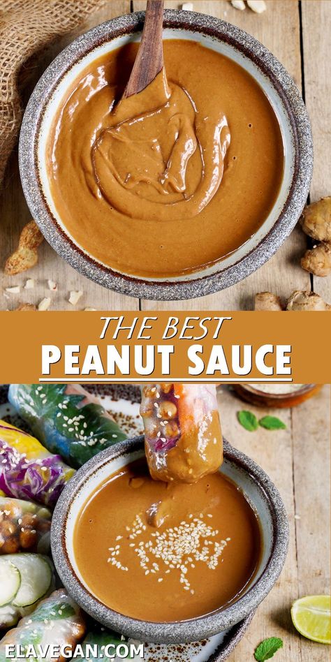 Best Peanut Sauce, Asian Peanut Sauce, Peanut Satay Sauce, Easy Peanut Sauce, Peanut Butter Dip, Peanut Sauce Recipe, Thai Peanut Sauce, Peanut Dipping Sauces, Peanut Butter Sauce