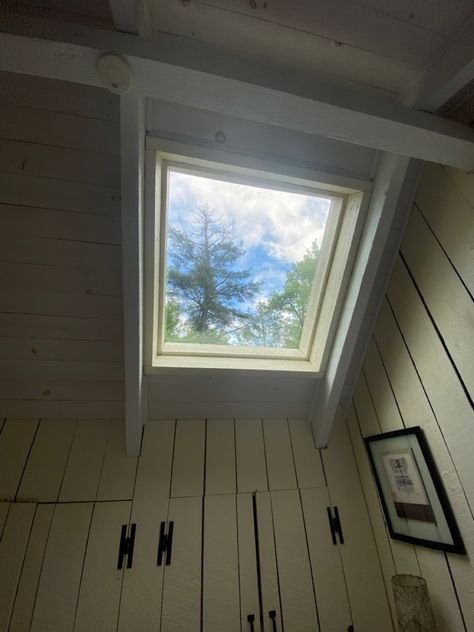 Skylight Cabin Trees Sky Light Window, Skylight Home, Sky Light, House Inspo, Basement, Dream House, Bubbles, Cabin, Cottage