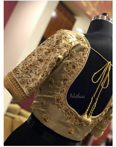 Gold Colour Blouse Designs, Colour Blouse Designs, Hand Work Design, Best Blouse Designs, New Blouse Designs, Blouse Designs Indian, Wedding Blouse, Royal Queen, Indian Blouse