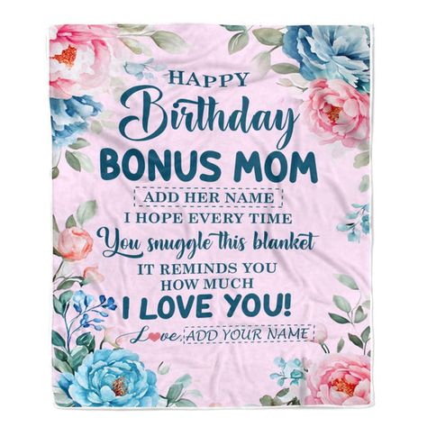 Personalized Happy Birthday Bonus Mom Gifts From Stepdaughter Blanket Floral Flower Birthday Gifts For Stepmom Gifts For Birthday Customized Fleece Blanket Funny Saying Personalized Name 13 Birthday Custom Bonus Mom Stepmom Mom Gifts Family Step Daughter Mother Proud Step-Mom Step Son Mother's Day Mom Step-Mother For Mom Special Occasion For Mom Mom Sayings Mom Blanket From Son Mom Motherhood Best Mom Funny Mom Mother-in-law Fleece Blanket Customized Bedroom Bed Quilt Throw Blankets Gift For Gifts For Stepmom, Mom Sayings, Mom Blanket, Bonus Mom Gifts, Bonus Mom, Step Son, Flower Birthday, Step Daughter, Mom Funny