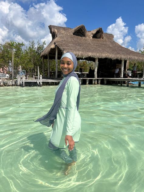 modest swimwear, hijab Burkini Aesthetic, Hijab Swimming Outfit, Hijabi Swimming Outfit, Hijabi Swimwear, Hijabi Besties, Hijab Swimwear, Stamped Passport, Summer Hijabi, Burkini Swimsuit