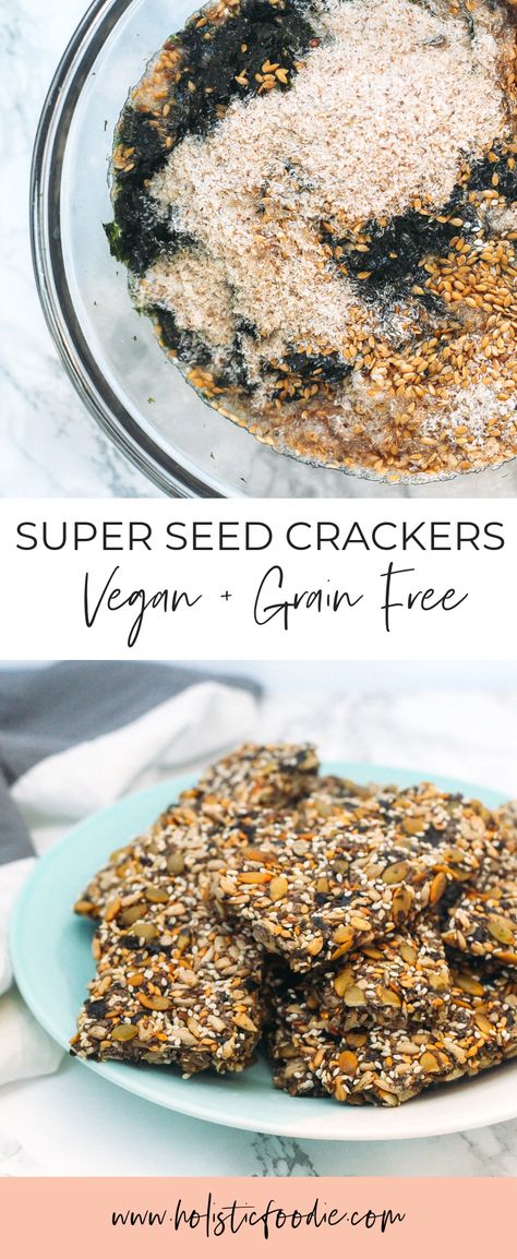 Homemade Seed Crackers, Nori Recipe, Seed Crackers Recipe, Seed Crackers, Veggie Snacks, Pantry Ingredients, Homemade Crackers, Cracker Recipes, Vegan Keto