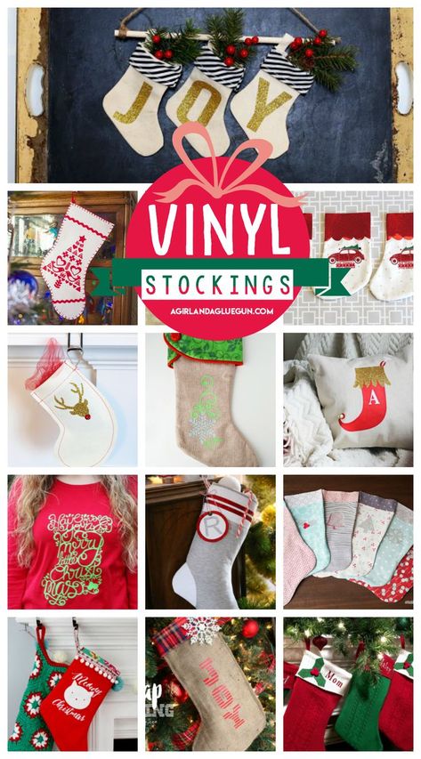 stocking hop with craft vinyl #vinyl #cricut #silhouette  - A girl and a glue gun Cricket Christmas Stocking, Christmas Stockings Cricut, Sublimation Christmas Stocking Ideas, Sublimation Stocking Ideas, Cricut Stocking Names, Christmas Stocking Cricut, Cricut Christmas Stocking Ideas, Cricut Christmas Stockings, Cricut Stockings Christmas