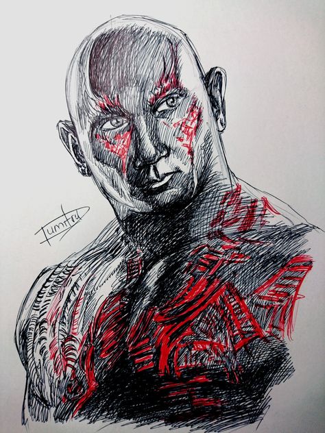 Drax the Destroyer for Guardians of the Galaxy is portrait draw. Drax Guardians Of The Galaxy Drawing, Drax Guardians Of The Galaxy, Galaxy Drawings, Drax The Destroyer, Marvel Drawings, The Destroyer, Marvel Fan Art, Detailed Drawings, Marvel Fan