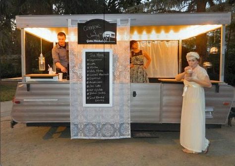 pop up turned into coffee trailer @lindsayserrahn   this is so cute!! Trailers Vintage, Pop Up Trailer, Coffee Trailer, Sandwich Bar, Trendy Food, Truck Campers, Tent Campers, Tent Trailer, Food Truck Design