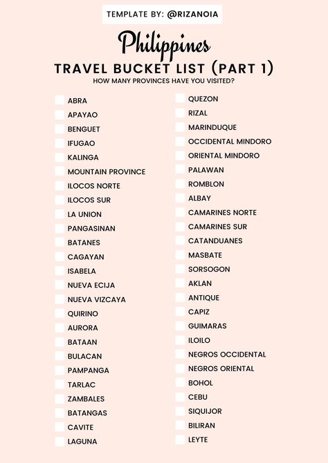 Philippines Checklist, Countries To Travel Bucket Lists, Maldives Bucket List, Country Bucket List, Philippines Bucket List, Bukidnon Philippines, Cebu Philippines Travel, Bicol Philippines, Batanes Philippines