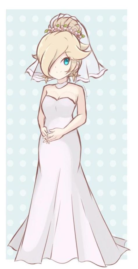 Wedding Dress Rosalina! Rosalina Wedding Dress, Harmonie Mario, Princess Rosalina, Super Mario Princess, Mario Fan Art, Nintendo Princess, Mushroom Kingdom, Nintendo Fan Art, Super Mario Galaxy