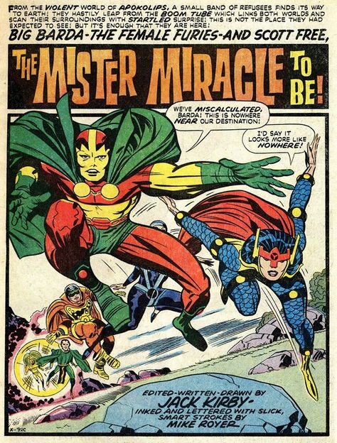 Mister Miracle and Big Barda Mister Miracle, Big Barda, Jack Kirby Art, Comic Frame, Classic Comic Books, Kirby Art, Comic Book Pages, Jack Kirby, Classic Comics