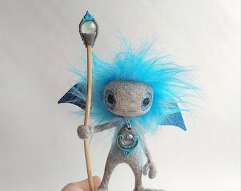 Needle Felted Fantasy Creatures, Magic Staff, Moth Repellent, Wire Armature, Glow Paint, Dark Paint, Fantasy Creature, Dark Magic, Glass Sphere