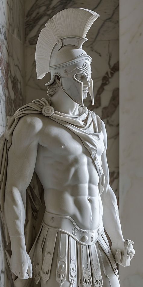 Marble Statue Reference, Posiden Sculpture, Male Sculpture Greek, Statues Drawing Reference, Greek Anatomy Drawing, Sculpture Drawing Reference, Statue Art Reference, Greek Armor Design, Godly Poses Reference