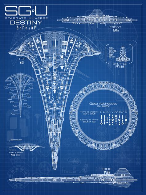 Stargate Destiny Ship, Stargate Universe Destiny, Spaceship Blueprint, Stargate Project, Stargate Movie, Stargate Ships, Deco Cinema, Star Gate, Stargate Universe