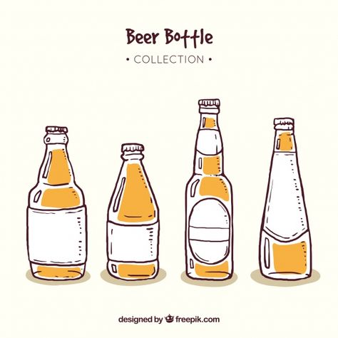 Beer Botle, Beer Bottle Drawing, Beer Doodle, Beer Drawing, Beer Bottle Art, Formal Cooler Ideas, Beer Illustration, Diy Postcard, Bottle Drawing