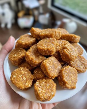 Pumpkin Oatmeal Dog Treats packed with nutrients and fiber for healthy digestion. Make your pup’s day with these easy, homemade treats! Pumpkin Oatmeal Dog Treats, Pumpkin Dog Treats Easy, Oatmeal Dog Treats, Easy Homemade Treats, Dog Treats Homemade Pumpkin, Dog Treats Homemade Easy, Dog Treats Recipe, Pumpkin Oatmeal, Honey Oatmeal