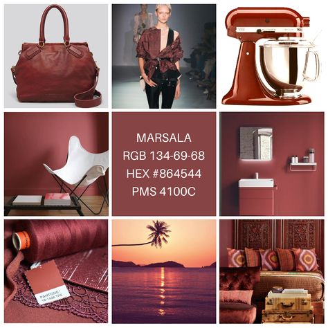 Pantone Color of the Year 2015 - Marsala. A rich, luscious hue, Marsala has undertones of red-brown and a natural earthiness. Every December since 2000, Pantone announces their COTY; a colour that represents the zeitgeist. Pantone’s COTY influences product development and purchasing decisions across multiple industries - fashion, home and industrial design, as well as product packaging and graphic design. Colour illustration by Zena O’Connor, PhD © Design Research Associates. Colour Illustration, Pantone Color Of The Year, Design Research, Product Development, Color Of The Year, Pantone Color, Red Brown, Product Packaging, Michael Kors Monogram