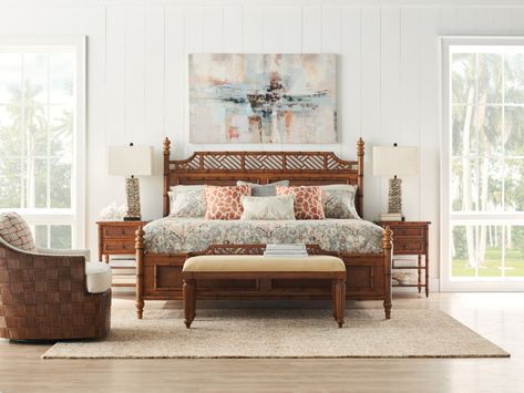 Ginger Island Bedside Chest | Lexington Home Brands West Indies Style Bedroom, Rattan Panel, Canopy Bedroom Sets, Hooker Furniture Bedroom, Canopy Bedroom, Island Bedroom, Tommy Bahama Home, Lexington Home, Bedside Chest