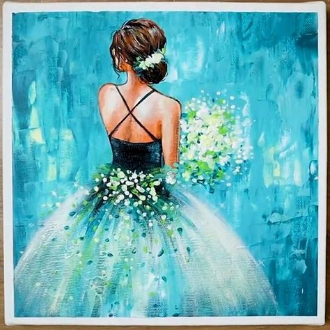 Dancer Painting Easy, Ballerina Art Paintings, Painting Ballerina, Flower Acrylic Painting, Art Ballerina, Drawing Arts, Ballerina Painting, Dancer Painting, Artwork Acrylic