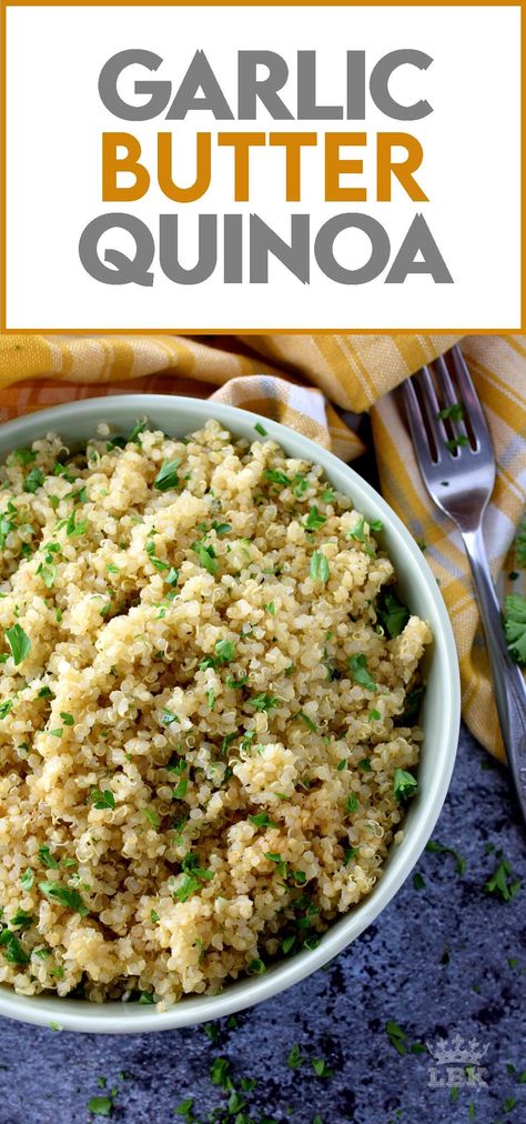 Quinoa With Chicken Broth, Garlic Parmesan Quinoa, White Quinoa Recipes Healthy, Zepbound Recipes, Garlic Butter Quinoa, Quinoa Recipes Side Dish, Garlic Quinoa, Quinoa Recipes Dinner, Recipe Quinoa