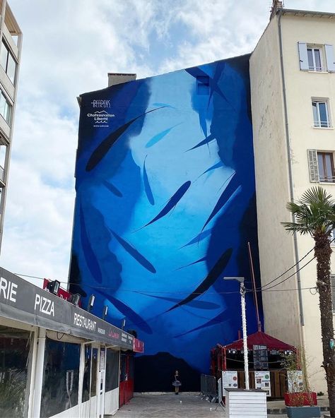 Outdoor Mural Ideas, Art Graf, Toulon France, Sea Diving, Adventure Time Wallpaper, Underwater Theme, Deep Sea Diving, Street Mural, Urban Street Art