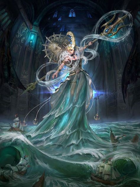 Female Poseidon Fantasy Gods, Akali League Of Legends, Arte Sailor Moon, Art Fantasy, Stil Inspiration, Women Art, Arte Fantasy, Jena, Beautiful Fantasy Art