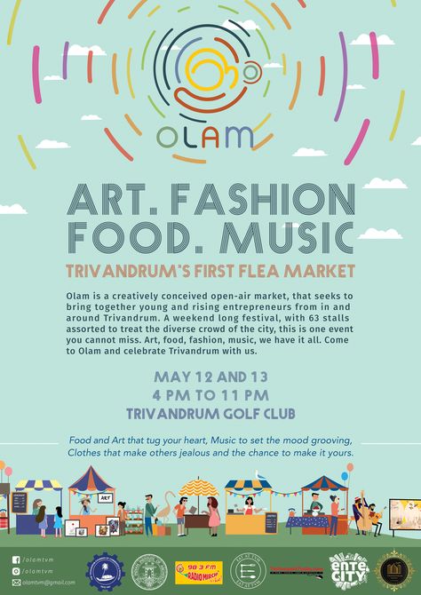 Flea Market Poster Design, Flea Market Poster, Graphic Design Infographic, Flea Market Style, Information Poster, Thiruvananthapuram, Festival Posters, Art Fair, Golf Club