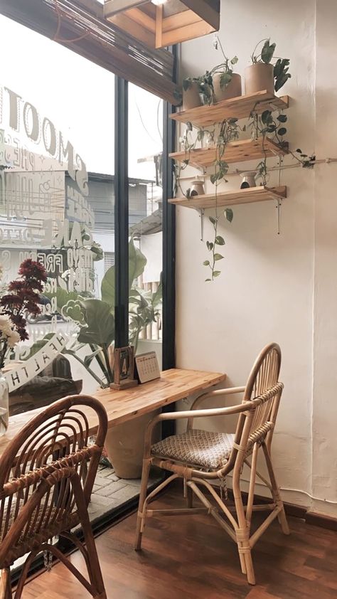 Cafe Window Seating Ideas, Cafe Beige Aesthetic, Cafe Interior Design 2023, Small Cozy Cafe Interior, Cozy Cafe Aesthetic Korean, Chill Cafe Aesthetic, Cafe Aesthetic Interior Design Cozy, Pretty Cafe Interior, Comfy Cafe Interior