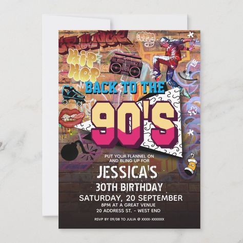 90s Birthday Party, 90s Birthday, 90s Theme Party, 90's Birthday Party, 90s Theme, 90s Party, Retro Party, 90th Birthday, Event Invitation