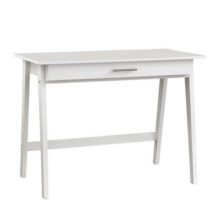 Rollins Writing Desk, White Finish Small White Desk, White Wooden Desk, Wood Corner Desk, White Desk Office, Compact Desks, Laminated Mdf, White Desk, Contemporary Desk, Mini Desk