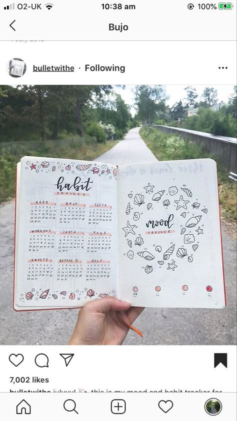 Bujo Seashell Theme, Habit And Mood Tracker, August Bujo, July Bujo, Bullet Journal Mood Tracker, Bullet Journal August, Bullet Journel, Bullet Journal Font, Habit Tracker Bullet Journal