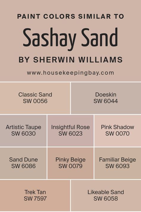 Colors Similar to Sashay Sand SW 6051  by Sherwin Williams Likeable Sand, Sashay Sand, Sand Paint Color, Pink Kitchen Walls, Tan Paint Colors, Taupe Paint Colors, Interior Paint Colors For Living Room, Pinky Beige, Beige Paint Colors