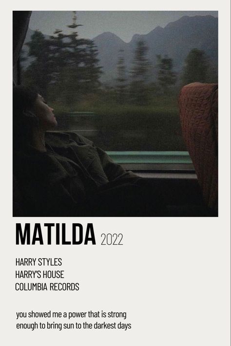 Matilda harry styles song poster Train Matilda Aesthetic Harry Styles, Harry Styles Minimalist Poster, Matilda Harry Styles Aesthetic, Harry Styles Poster Prints, Matilda Poster, Matilda By Harry Styles, Matilda Lyrics, Harry Styles Matilda, Harry Styles Wall Art