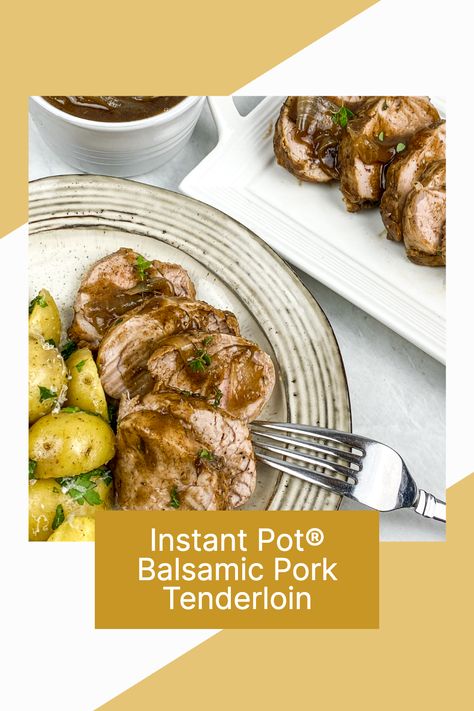 1-1¼ lbs. pork tenderloin Sea salt and black pepper, to taste 3 T. extra virgin olive oil, divided 1 large yellow onion, sliced 2-3 large cloves garlic, minced 1 t. garlic powder ½ t. dried oregano ½ t. dried thyme ½ t. dried rosemary ⅓ c. balsamic vinegar ⅓ c. chicken broth, preferably organic ⅓ c. honey, preferably local 1-2 T. cornstarch Optional: Fresh thyme leaves, for garnish Balsamic Pork Tenderloin, Balsamic Pork Tenderloins, Balsamic Pork, Dried Rosemary, Lean Pork, Dried Thyme, Weekend Meals, Balsamic Glaze, Pork Dishes