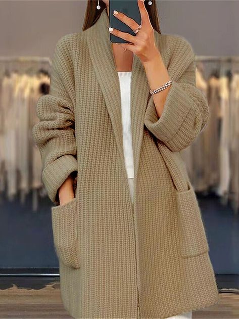 Woven Cardigan, Chic Cardigan, Pocket Sweater, Sweaters Cardigan, Pockets Fashion, Gilet Long, Winter Cardigan, Cardigan Sweaters For Women, V Neck Cardigan