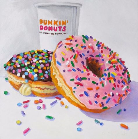 Dunkin Donuts rocks! Dunkin Dounuts, Donut Drawing, Desserts Drawing, Donut Art, Donut Day, National Donut Day, Cute Food Drawings, Donut Shape, Food Painting