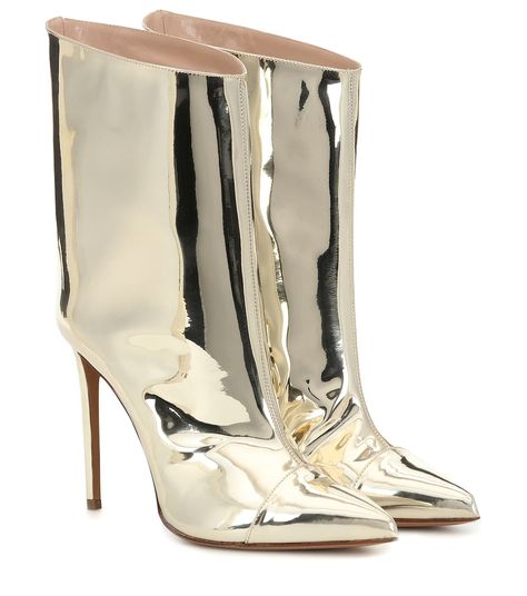 Woman Mirror, Metallic Ankle Boots, Boots Plus Size, Gold Boots, Pu Boots, Alexandre Vauthier, Classic Heels, Boot Types, High Heel Boots Ankle