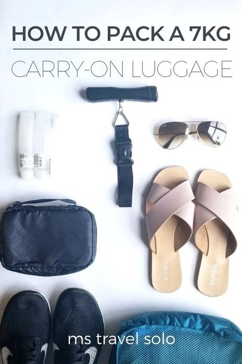 Want to travel light and avoid check-in baggage fees? Learn how to pack a 7kg carry-on luggage and pack like a minimalist. Don’t forget to pin it on your travel board! #minimalist #minimalisttravel #7kgcarryon #solotravel #traveltip #mstravelsolo Hand Carry Luggage, Checked Baggage, Packing Luggage, Carry On Bag Essentials, Minimalist Travel, Packing List For Travel, Hand Luggage, Packing Tips For Travel, Travel Board