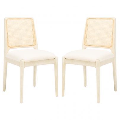 Dining Chairs Safavieh Furniture, Rattan Dining, Rattan Dining Chairs, White Dining Chairs, Contemporary Room, White Cushions, Kitchen & Dining Chairs, Furniture Dining Chairs, Table Seating