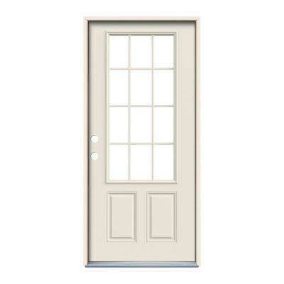 36 in. x 80 in. 12 Lite Primed Steel Prehung Right-Hand Inswing Front Door Steel Doors Exterior, Steel Entry Doors, Farmhouse Doors, Back Door, Entry Door, Door Installation, Types Of Doors, Back Doors, Door Styles