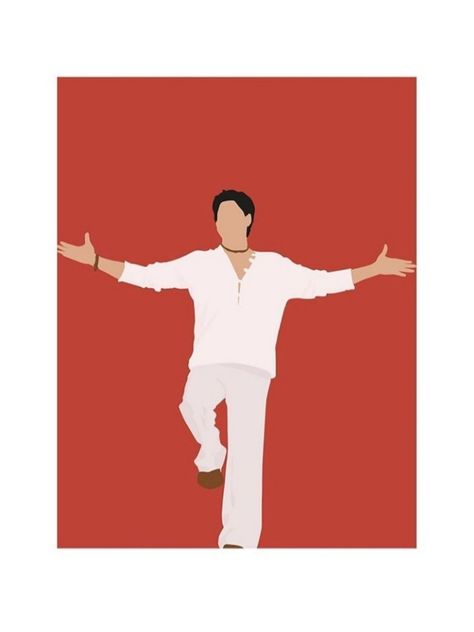 Shahrukh Khan Illustration Art, Bollywood Movie Illustration Art, Shahrukh Khan Sticker, Bollywood Room Decor, Srk Illustration, Srk Painting, Srk Cartoon, Bollywood Painting, Bollywood Illustration Art