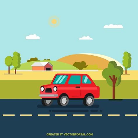 Car on the road vector clip art. Car On Road Drawing, Road Drawing, Car On The Road, Road Vector, Car Animation, Space Drawings, Kids Painting, Anime Muslim, Yellow Car