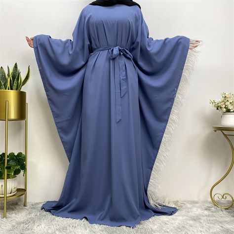 New Ramadan Eid Khimar Linen Butterfly Batwing Abaya Dubai Feather Elegance Turkey Islam Muslim Batwing Abaya, Muslim Prom Dress, Women Robes, Fashion Abaya, Maxi Dress Elegant, Muslim Wedding Dresses, Women's Robe, Dubai Fashion, Elegant Dresses For Women